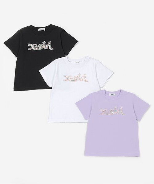 X-girl Stages（エックスガールステージス）の「立体PVCロゴモチーフ半袖Tシャツ（Tシャツ/カットソー・キッズ・オフホワイト/ブラック/ラベンダー・90cm/100cm/120cm/130cm/140cm/110cm）」の10枚目の写真