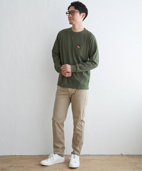 ikka(イッカ)の「URBAN NATURE LIFE アーバンネイチャーライフ ワンポイントロンT(Tシャツ/カットソー・メンズ・ホワイト/ブラック/オレンジ/オリーブ/ネイビー・S/M/L/XL)」の18枚目の写真