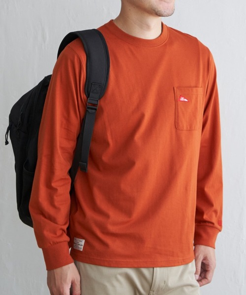 ikka(イッカ)の「URBAN NATURE LIFE アーバンネイチャーライフ ワンポイントロンT(Tシャツ/カットソー・メンズ・ホワイト/ブラック/オレンジ/オリーブ/ネイビー・S/M/L/XL)」の5枚目の写真