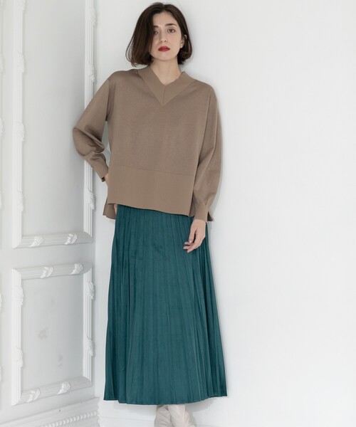 セール】《5color/S-LLsize》フェイクスウェードイージープリーツ