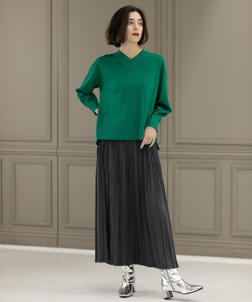 OPAQUE.CLIP（オペークドットクリップ）の「◆《5color/S-LLsize》フェイクスウェードイージープリーツスカート【洗濯機洗い可】（スカート・レディース・ブルー系その他/チャコールグレー/グレー/オフホワイト/ブルーグリーン・42/40/38/36）」の11枚目の写真