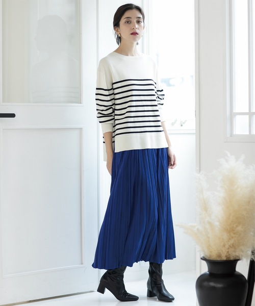 OPAQUE.CLIP（オペークドットクリップ）の「◆《5color/S-LLsize》フェイクスウェードイージープリーツスカート【洗濯機洗い可】（スカート・レディース・ブルー系その他/チャコールグレー/グレー/オフホワイト/ブルーグリーン・42/40/38/36）」の13枚目の写真