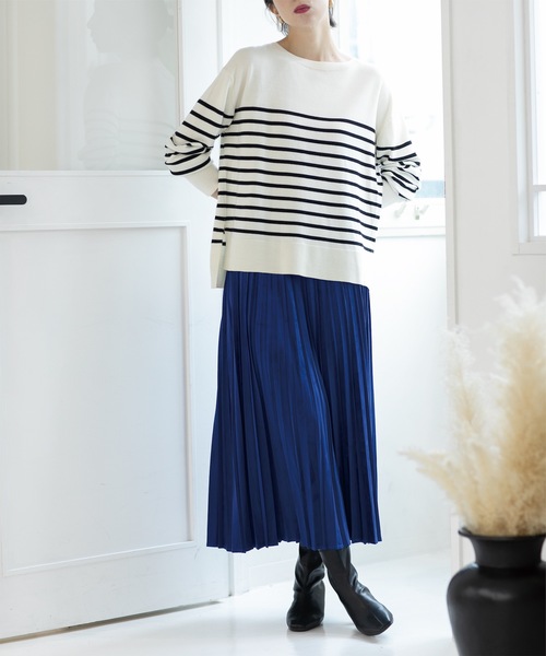 OPAQUE.CLIP（オペークドットクリップ）の「◆《5color/S-LLsize》フェイクスウェードイージープリーツスカート【洗濯機洗い可】（スカート・レディース・ブルー系その他/チャコールグレー/グレー/オフホワイト/ブルーグリーン・42/40/38/36）」の15枚目の写真