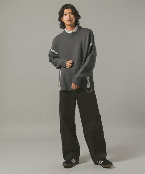 RAGEBLUE（レイジブルー）の「Hand Stitch Crew Neck knit/ハンドステッチクルーネックニット（ニット/セーター・メンズ・オフホワイト/ブルー/ブラック/ブラウン/グリーン/ワインレッド・MEDIUM/LARGE）」の20枚目の写真