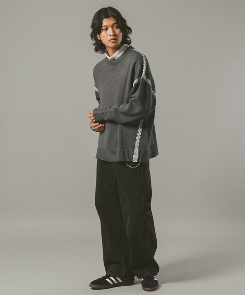 RAGEBLUE（レイジブルー）の「Hand Stitch Crew Neck knit/ハンドステッチクルーネックニット（ニット/セーター・メンズ・オフホワイト/ブルー/ブラック/ブラウン/グリーン/ワインレッド・MEDIUM/LARGE）」の21枚目の写真