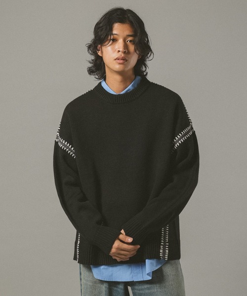 RAGEBLUE(レイジブルー)の「Hand Stitch Crew Neck knit/ハンドステッチクルーネックニット(ニット/セーター・メンズ・オフホワイト/ブルー/ブラック/ブラウン/グリーン/ワインレッド/オレンジ系その他/グレー系その他・MEDIUM/LARGE)」の10枚目の写真