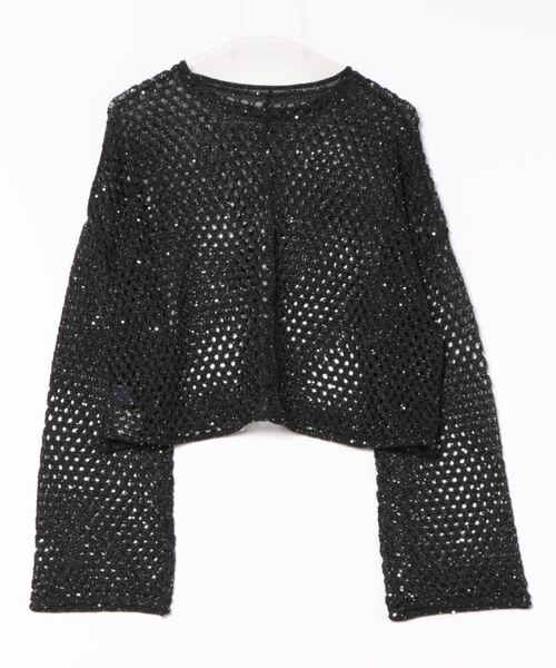 wee9s（ウィークス）の「spangle mesh knit（ニット/セーター・レディース・ブラック・FREE）」の3枚目の写真