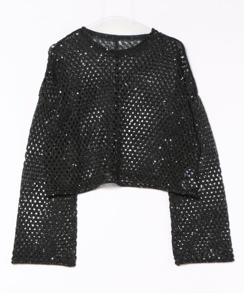 wee9s（ウィークス）の「spangle mesh knit（ニット/セーター・レディース・ブラック・FREE）」の4枚目の写真