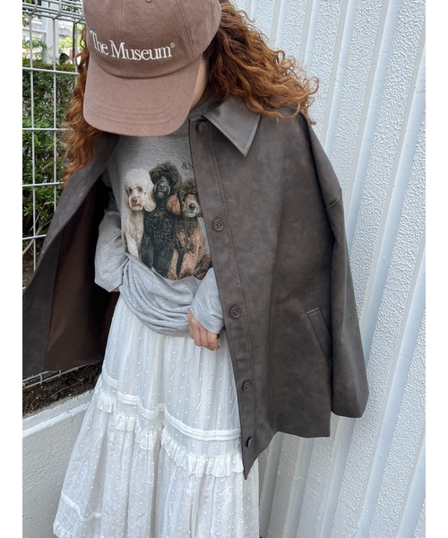 WC(ダブル シー)の「ドッグプリントロンT(Tシャツ/カットソー・レディース・グレー/ホワイト・FREE)」の12枚目の写真