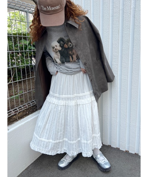 WC(ダブル シー)の「ドッグプリントロンT(Tシャツ/カットソー・レディース・グレー/ホワイト・FREE)」の13枚目の写真