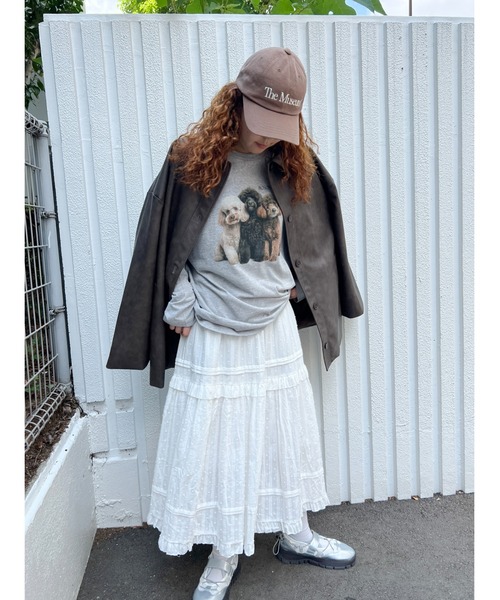 WC(ダブル シー)の「ドッグプリントロンT(Tシャツ/カットソー・レディース・グレー/ホワイト・FREE)」の14枚目の写真