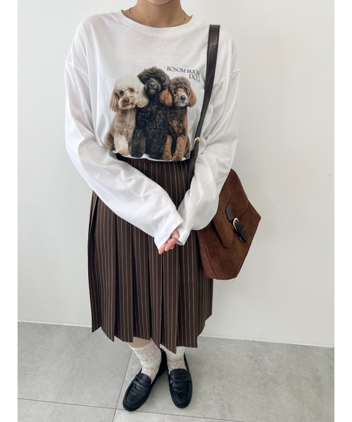 WC(ダブル シー)の「ドッグプリントロンT(Tシャツ/カットソー・レディース・グレー/ホワイト・FREE)」の5枚目の写真