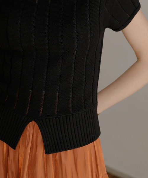 MIELI INVARIANT（ミエリインヴァリアント）の「Stripe Sheer H/N Tops（ニット/セーター・レディース・ブラック/レッド・FREE）」の22枚目の写真