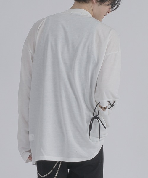 REGIEVO(レジエボ)の「【REGIEVO】 レースアップロングスリーブTシャツ 地雷系・病み系(Tシャツ/カットソー・メンズ・オフホワイト/ブラック・LARGE/MEDIUM)」の11枚目の写真