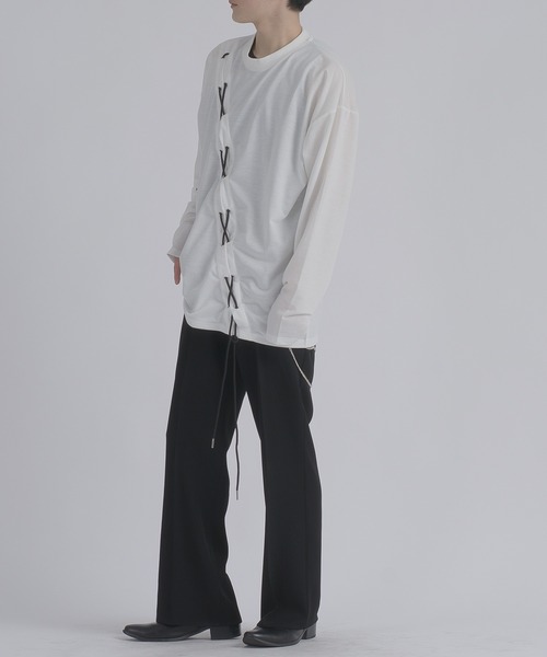 REGIEVO(レジエボ)の「【REGIEVO】 レースアップロングスリーブTシャツ 地雷系・病み系(Tシャツ/カットソー・メンズ・オフホワイト/ブラック・LARGE/MEDIUM)」の13枚目の写真
