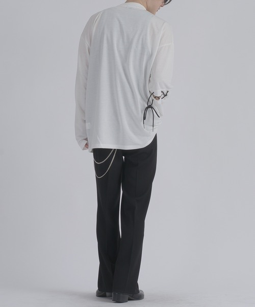 REGIEVO(レジエボ)の「【REGIEVO】 レースアップロングスリーブTシャツ 地雷系・病み系(Tシャツ/カットソー・メンズ・オフホワイト/ブラック・LARGE/MEDIUM)」の15枚目の写真
