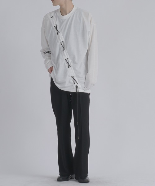 REGIEVO(レジエボ)の「【REGIEVO】 レースアップロングスリーブTシャツ 地雷系・病み系(Tシャツ/カットソー・メンズ・オフホワイト/ブラック・LARGE/MEDIUM)」の21枚目の写真