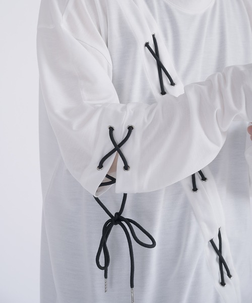 REGIEVO(レジエボ)の「【REGIEVO】 レースアップロングスリーブTシャツ 地雷系・病み系(Tシャツ/カットソー・メンズ・オフホワイト/ブラック・LARGE/MEDIUM)」の20枚目の写真