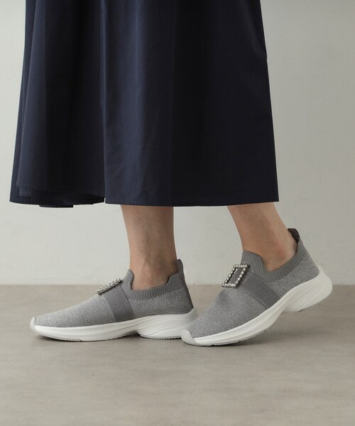 OPAQUE.CLIP（オペークドットクリップ）の「【軽量】ビジュー付きラメニットスニーカー（スニーカー・レディース・シルバー系5/ブラック系5・02/03）」の3枚目の写真