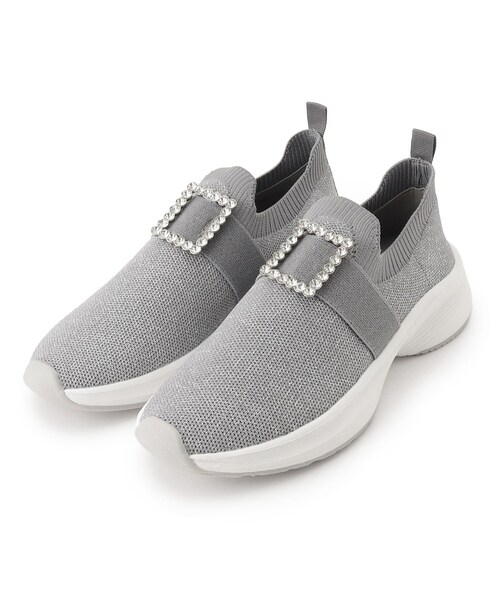 OPAQUE.CLIP（オペークドットクリップ）の「【軽量】ビジュー付きラメニットスニーカー（スニーカー・レディース・シルバー系5/ブラック系5・02/03）」の4枚目の写真