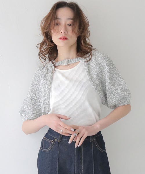 お値下げ❣️学校ママ応援！FOXEY/定番ニットボレロ/ベージュ CLEIO】付け袖ボレロニット（ニット/セーター）｜CLEIO