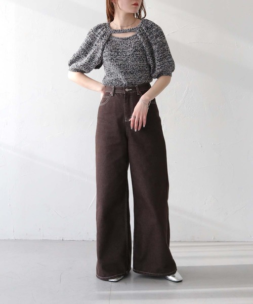 CLEIO（クレイオ）の「【CLEIO】付け袖ボレロニット BOLERO KNIT WITH ATTACHED SLEEVES/986-12620（ニット/セーター・レディース・ネイビー/アイボリー/グレー・FREE）」の5枚目の写真