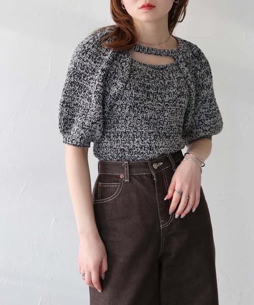 CLEIO（クレイオ）の「【CLEIO】付け袖ボレロニット BOLERO KNIT WITH ATTACHED SLEEVES/986-12620（ニット/セーター・レディース・ネイビー/アイボリー/グレー・FREE）」の4枚目の写真
