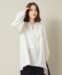 ITS'DEMO | 【薄手／腰回りカバー／袖口ゴム／手洗い可】スキッパーチュニック(シャツ/ブラウス)