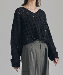 UNITED TOKYO | 2WAYネックメッシュニットプルオーバー(ニット/セーター)