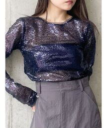 MURUA | スパンコールセミシアートップス(Tシャツ/カットソー)