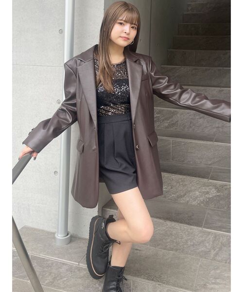 MURUA（ムルーア）の「スパンコールセミシアートップス（Tシャツ/カットソー・レディース・ブラック/ネイビー・FREE）」の12枚目の写真