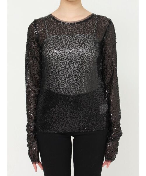 MURUA（ムルーア）の「スパンコールセミシアートップス（Tシャツ/カットソー・レディース・ブラック/ネイビー・FREE）」の16枚目の写真