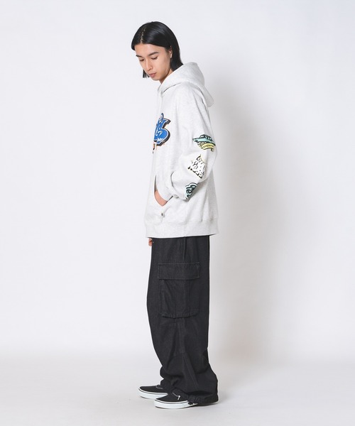 JEANS MATE(ジーンズメイト)の「【DESERT SPORTSWEAR/デザートスポーツウェア】ビックシルエット 袖プリント グラフィック プルオーバーパーカー(パーカー・メンズ・グレー/パープル/ブラック・X-LARGE/LARGE/MEDIUM)」の6枚目の写真
