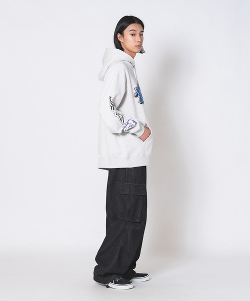 JEANS MATE(ジーンズメイト)の「【DESERT SPORTSWEAR/デザートスポーツウェア】ビックシルエット 袖プリント グラフィック プルオーバーパーカー(パーカー・メンズ・グレー/パープル/ブラック・X-LARGE/LARGE/MEDIUM)」の8枚目の写真