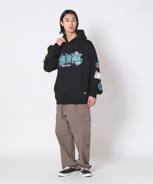 JEANS MATE(ジーンズメイト)の「【DESERT SPORTSWEAR/デザートスポーツウェア】ビックシルエット 袖プリント グラフィック プルオーバーパーカー(パーカー・メンズ・グレー/パープル/ブラック・X-LARGE/LARGE/MEDIUM)」の12枚目の写真