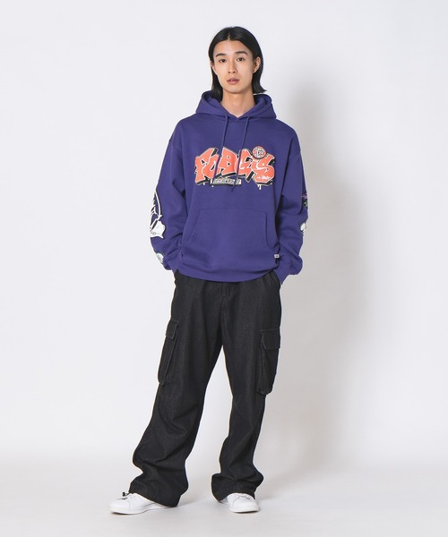 JEANS MATE(ジーンズメイト)の「【DESERT SPORTSWEAR/デザートスポーツウェア】ビックシルエット 袖プリント グラフィック プルオーバーパーカー(パーカー・メンズ・グレー/パープル/ブラック・X-LARGE/LARGE/MEDIUM)」の15枚目の写真