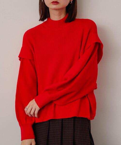 SENSE OF PLACE by URBAN RESEARCH(センスオブプレイスバイアーバンリサーチ)の「ストレッチショルダータックセーター(ニット/セーター・レディース・レッド/モカ/ブラック/グレー/オフホワイト/ライトブルー/イエロー/ミント・ONE)」の8枚目の写真