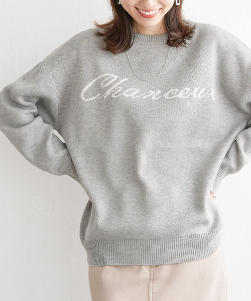 ikka(イッカ)の「ジャガードロゴニットプルオーバー(ニット/セーター・レディース・オフホワイト/ライトグレー/グリーン/モカ・S/M/L)」の3枚目の写真