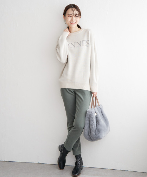 ikka(イッカ)の「ジャガードロゴニットプルオーバー(ニット/セーター・レディース・オフホワイト/ライトグレー/グリーン/モカ・S/M/L)」の8枚目の写真