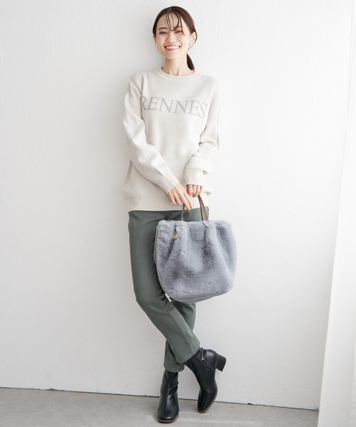 ikka(イッカ)の「ジャガードロゴニットプルオーバー(ニット/セーター・レディース・オフホワイト/ライトグレー/グリーン/モカ・S/M/L)」の9枚目の写真