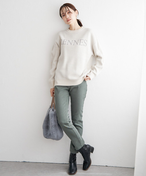 ikka(イッカ)の「ジャガードロゴニットプルオーバー(ニット/セーター・レディース・オフホワイト/ライトグレー/グリーン/モカ・S/M/L)」の10枚目の写真