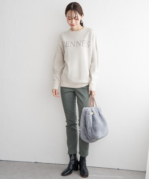 ikka(イッカ)の「ジャガードロゴニットプルオーバー(ニット/セーター・レディース・オフホワイト/ライトグレー/グリーン/モカ・S/M/L)」の11枚目の写真