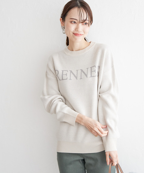 ikka(イッカ)の「ジャガードロゴニットプルオーバー(ニット/セーター・レディース・オフホワイト/ライトグレー/グリーン/モカ・S/M/L)」の6枚目の写真