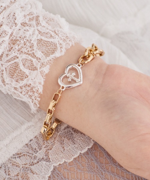 cross & heart chain bracelet - クロスアンドハートチェーン