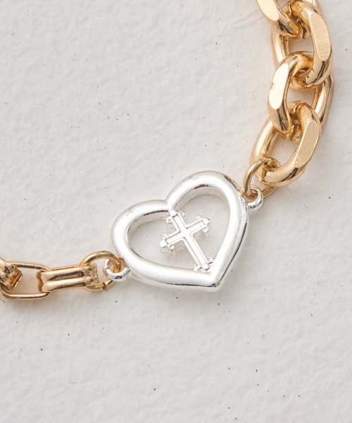 cross & heart chain bracelet - クロスアンドハートチェーン