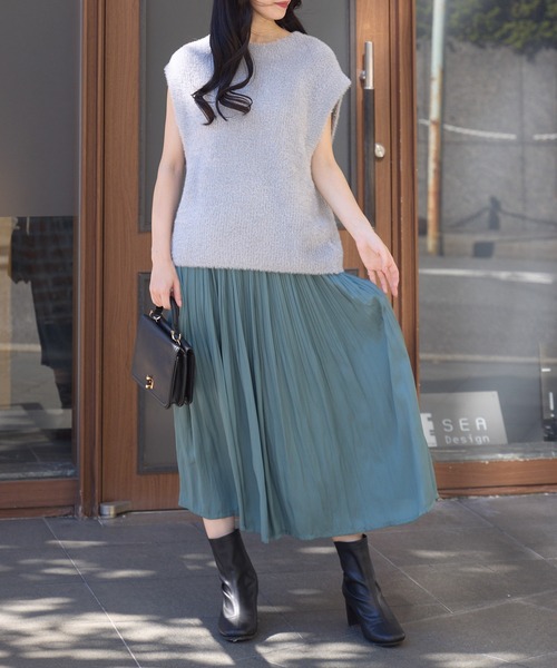 KATHARINE ROSS（キャサリンロス）の「【Pillini/ピリーニ】ヴィンテージサテンプリーツスカート（スカート・レディース・グリーン/ブラック/グレイッシュベージュ・MEDIUM）」の4枚目の写真