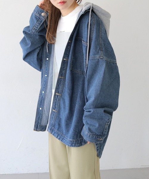 セール】【HER CLOSET】フード付き2WAYビッグシルエットデニム