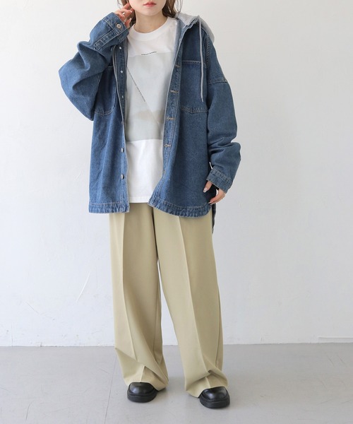 セール】【HER CLOSET】フード付き2WAYビッグシルエットデニム