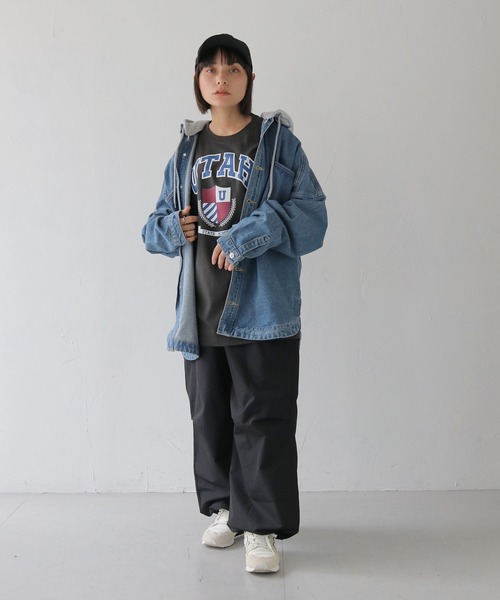 セール】【HER CLOSET】フード付き2WAYビッグシルエットデニム