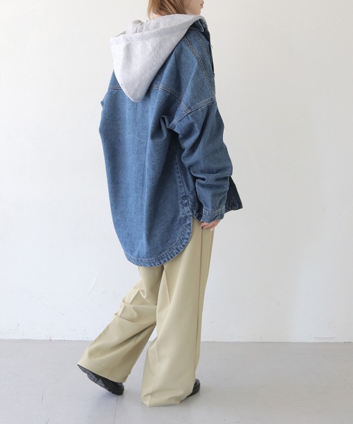 セール】【HER CLOSET】フード付き2WAYビッグシルエットデニム